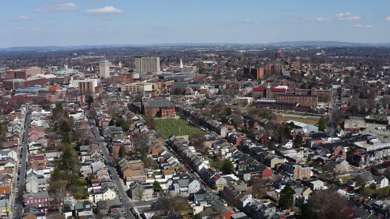 Lancaster Pennsylvania City Downtown Aerial Establishing View