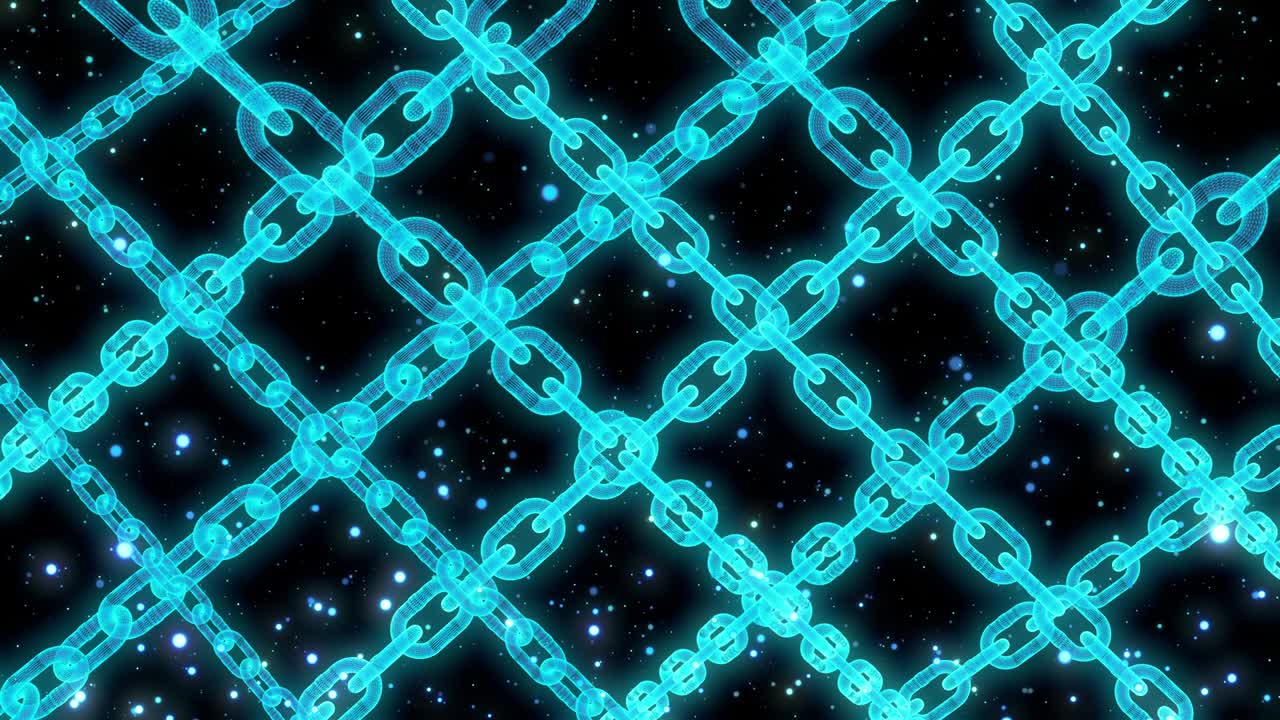 animación de bucle de tecnología de enlace de cadena de bloques de hologramas