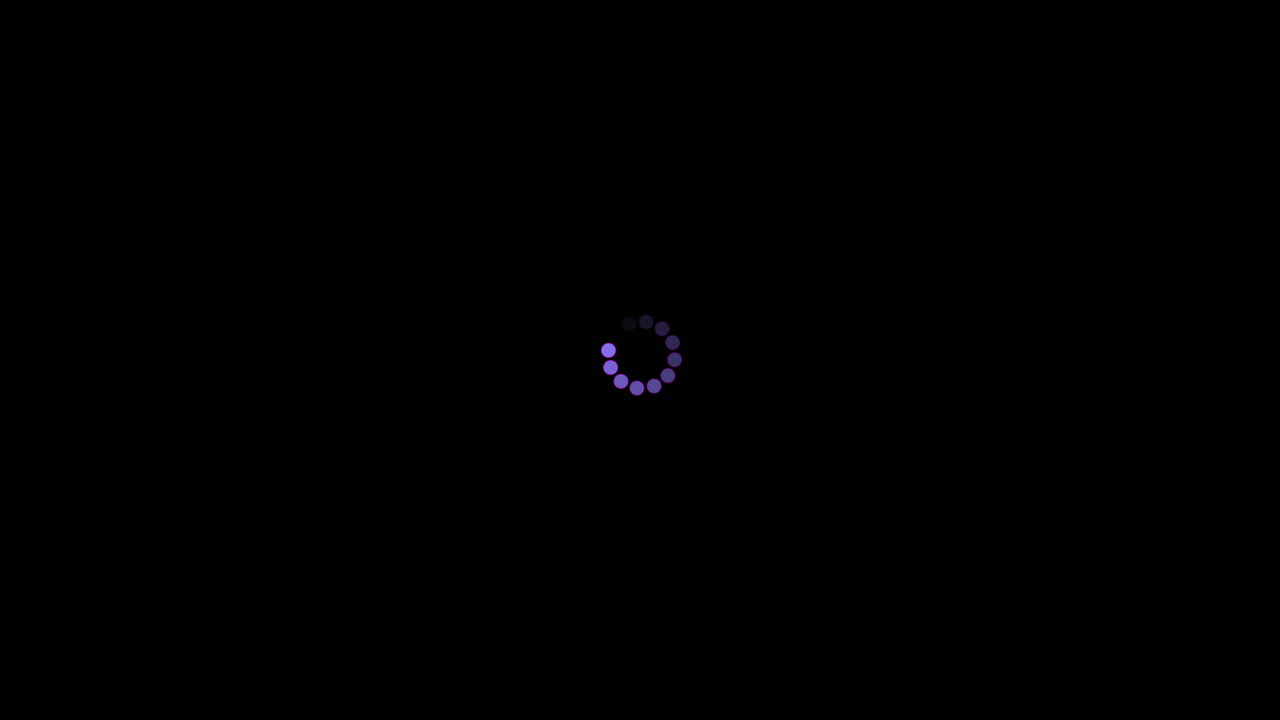 Purple Loading Spinner with Please Wait Text on Black Background