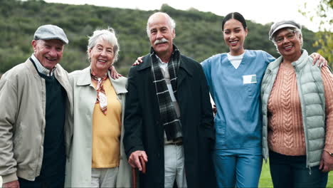 group of seniors and a nurse