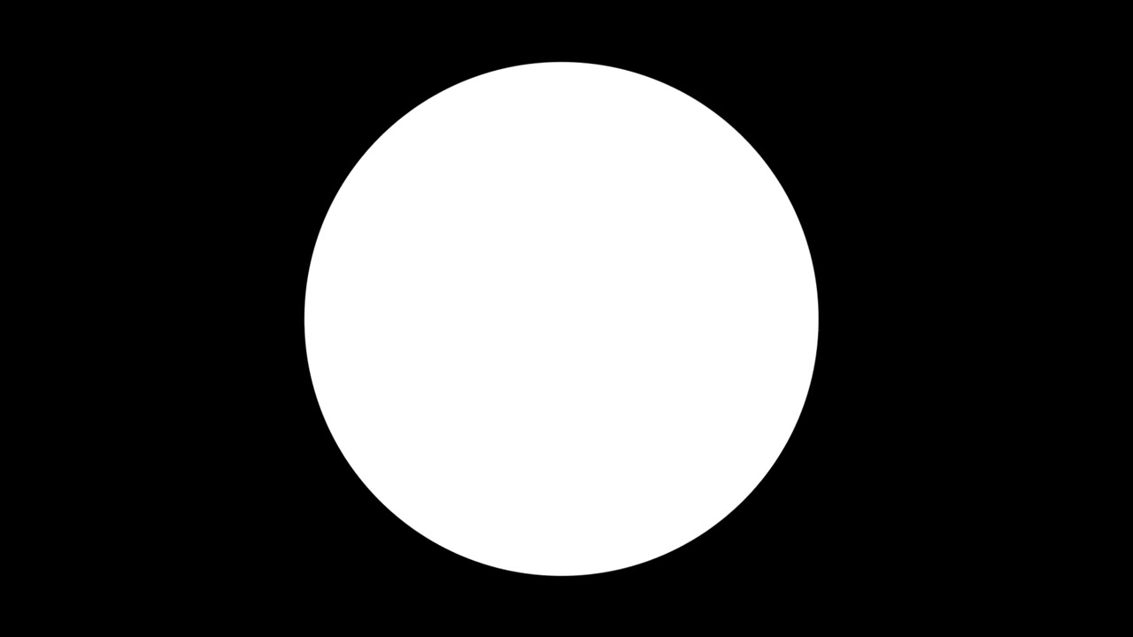 Cerchio bianco che si espande per riempire lo schermo nero