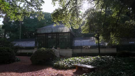 Buenos-Aires-Botanical-Garden-Glasshouse-sits-below-lush-foliage