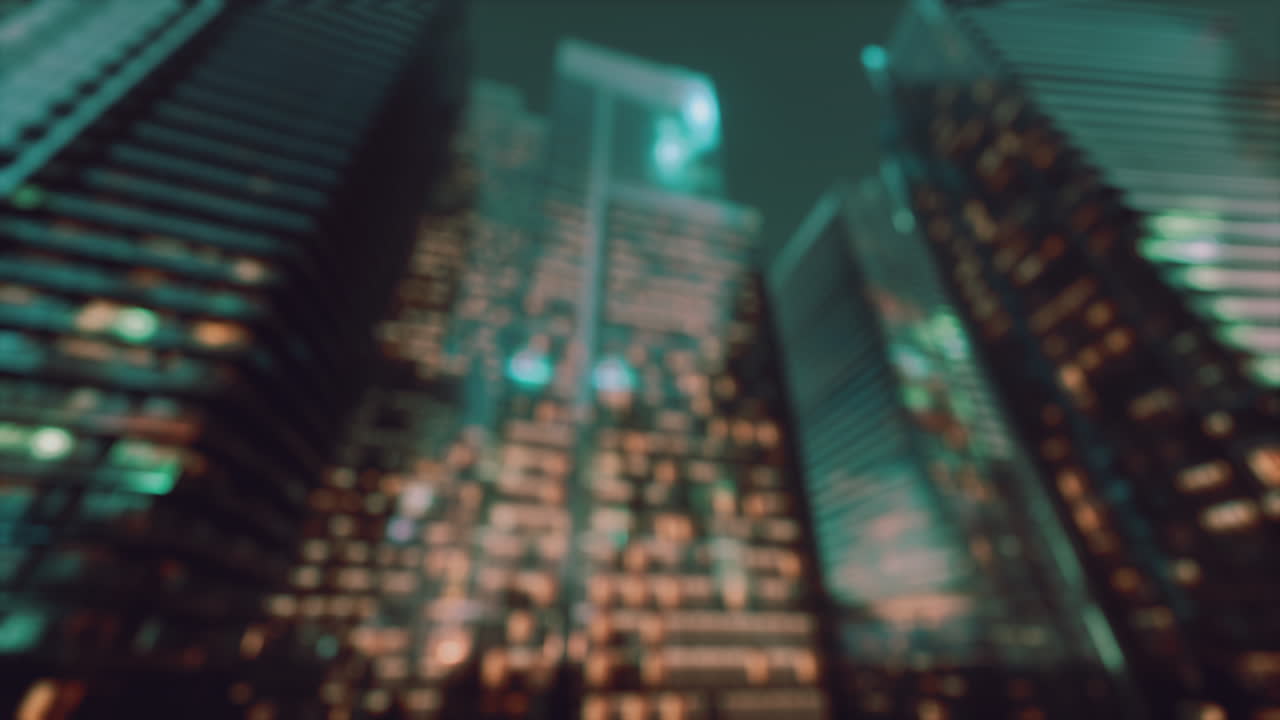 도시의 밤에 추상적인 흐릿한 보케 비즈니스 지구 배경으로