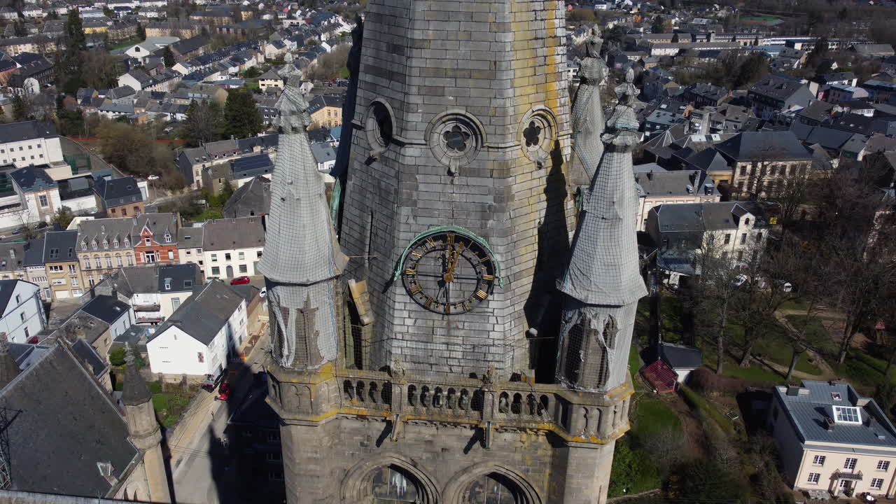 Aerial View of a Church in a Town