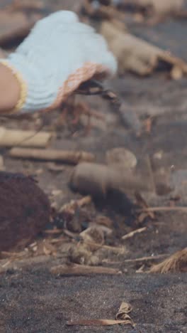 volunteer cleans plastic pollution from bali beach to protect the ocean