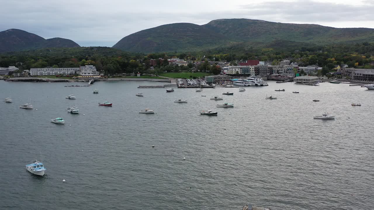 Bar Harbor Maine Aerial View Boats
