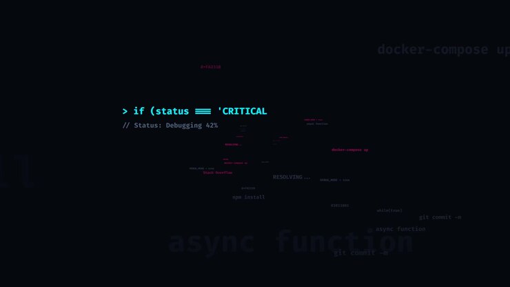 Computer Terminal Typing Code and Debugging Status