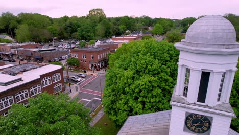 aerial pullout orange county courthouse in hillsborough nc, north carolina