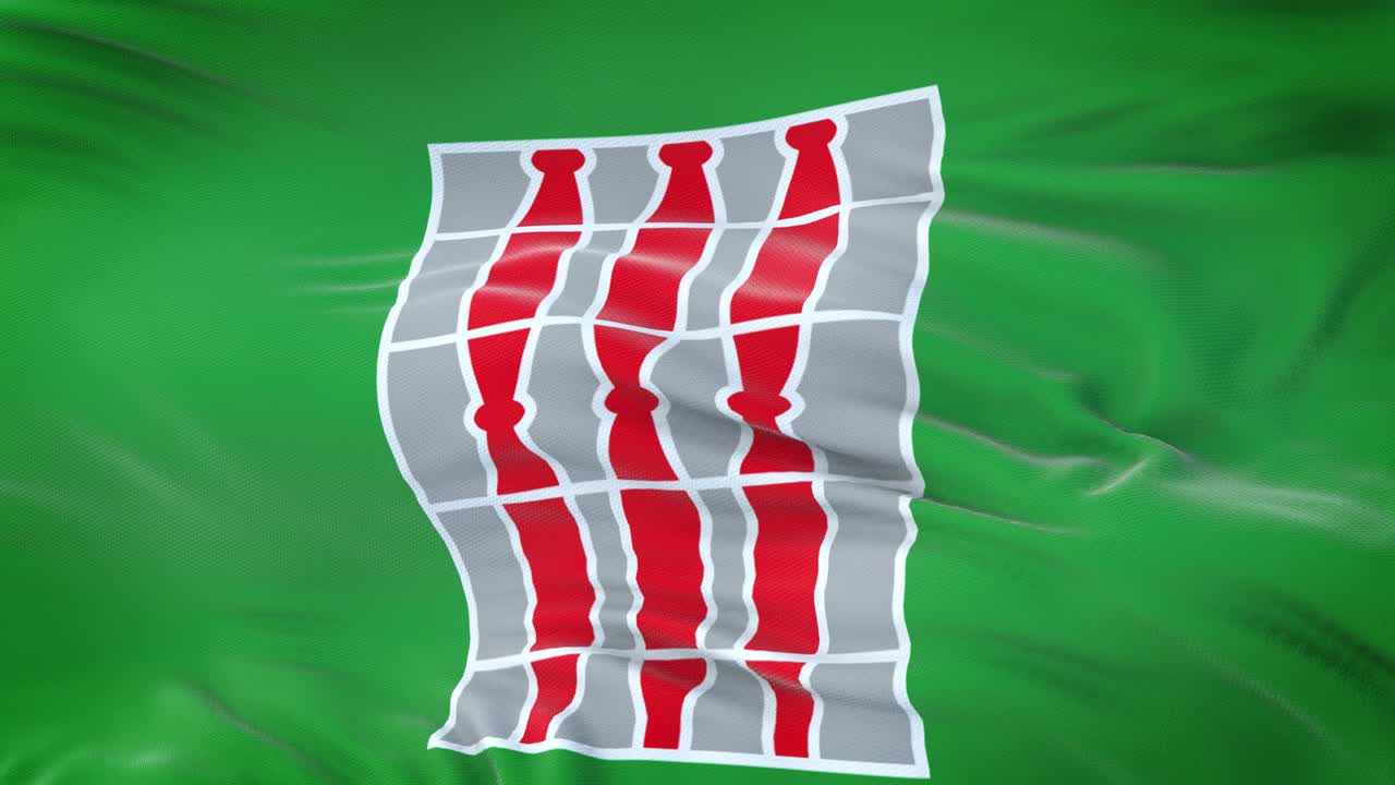 bandera de umbria (región de italia) ondeando en el viento con una textura de tela muy detallada. bucle sin costuras