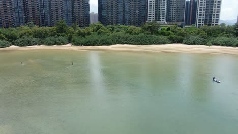 Aerial-view-of-Starfish-bay-coastline-in-Ma-On-Shan,-Hong-Kong