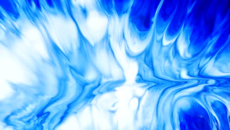 macro abstracto un círculo azul y blanco se contrae a una pintura viva y viva y se mueve suavemente