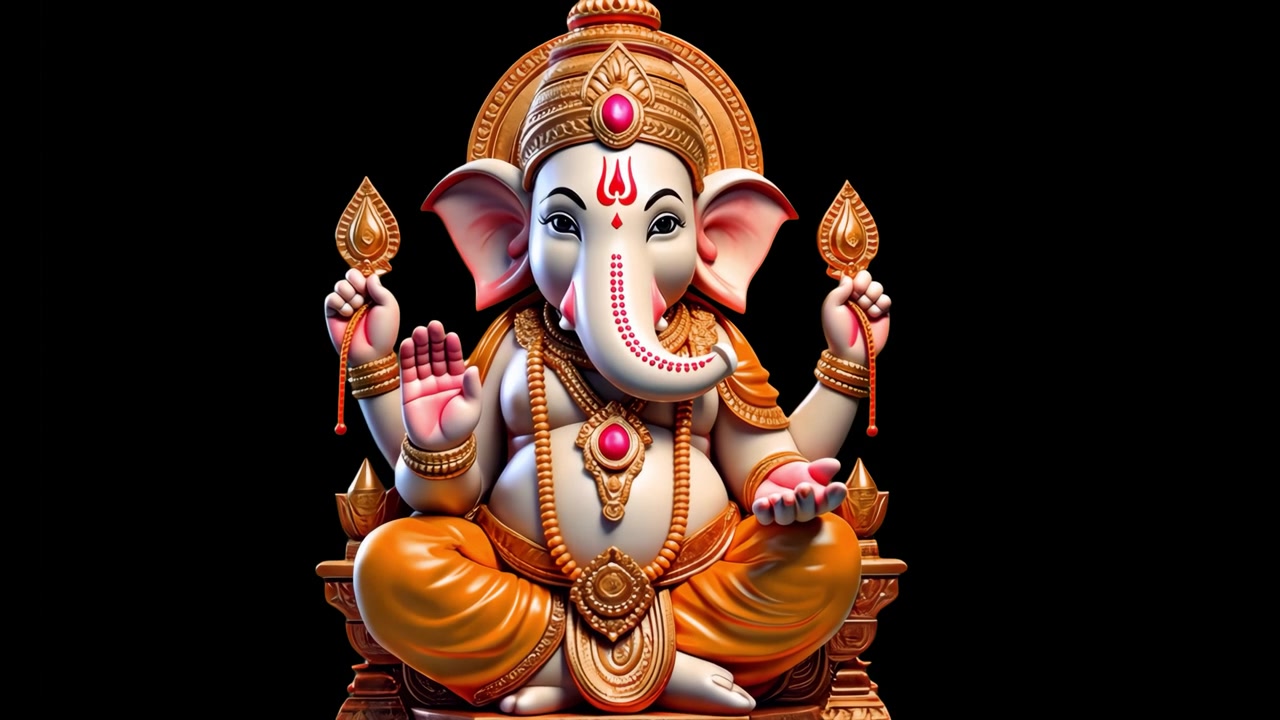 Statua di Lord Ganesha seduto su un trono