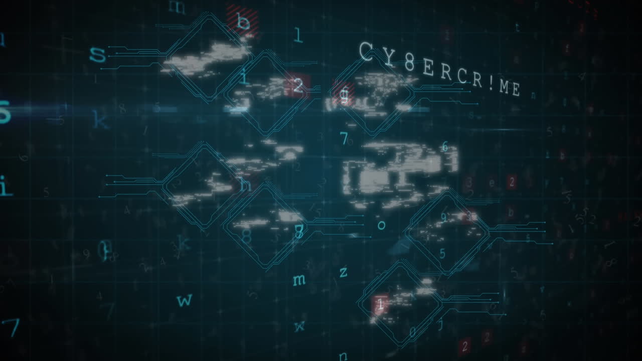 Animation of network of connections with icons and padlock
