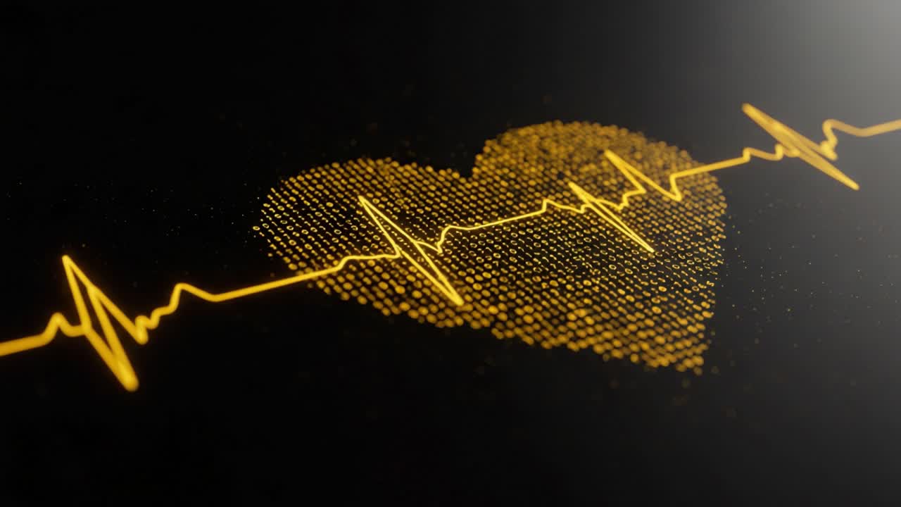 Stylized Heartbeat Visualization with Pulsating Rhythm: An Artistic Representation of Life Through Elegant Lines and Engaging Design