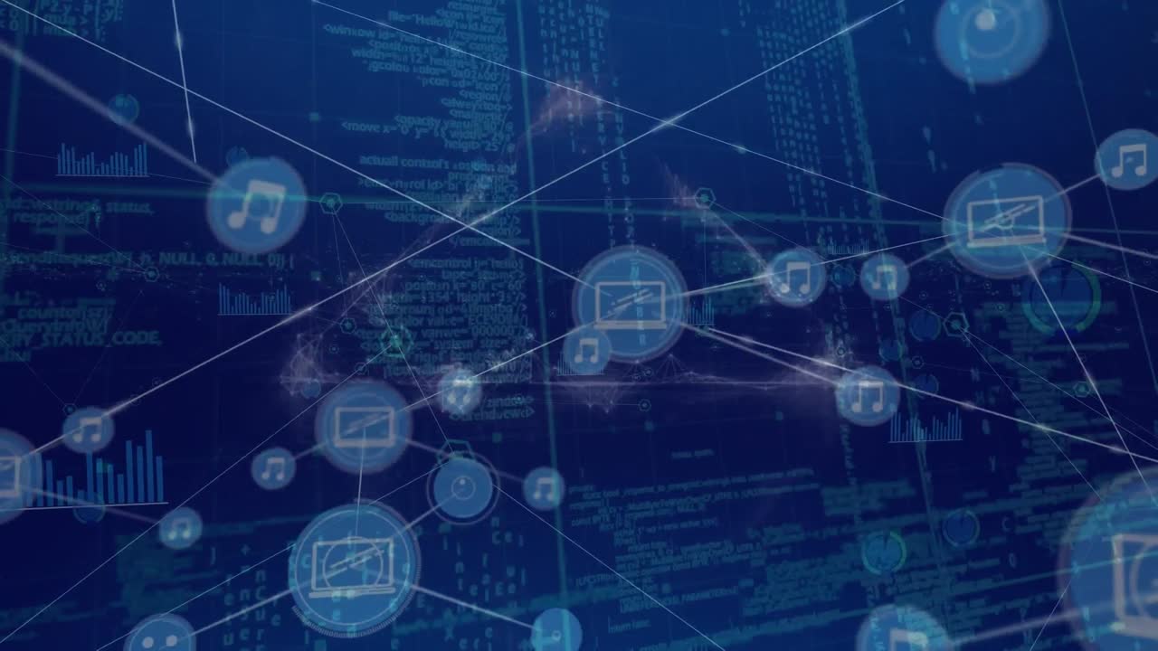 Animation of network of connections over data processing