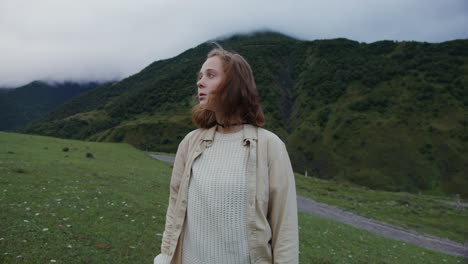 woman hiking in mountains