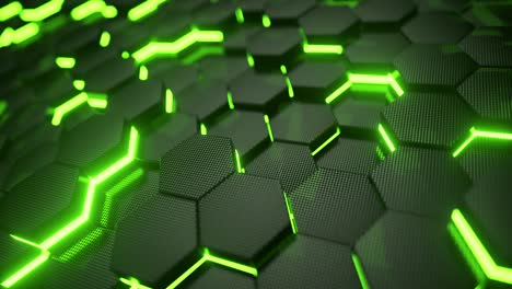 patrón geométrico hexagonal abstracto con luz verde brillante