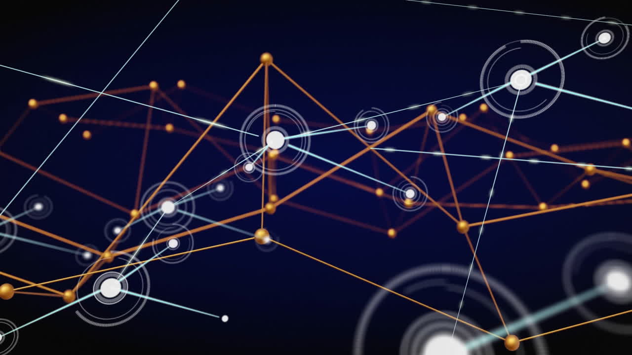 animación de la red de conexiones con procesamiento de datos sobre fondo negro