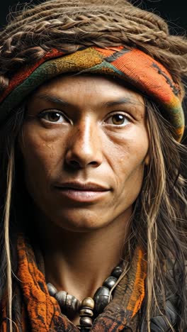 three individuals in traditional tribal attire and markings
