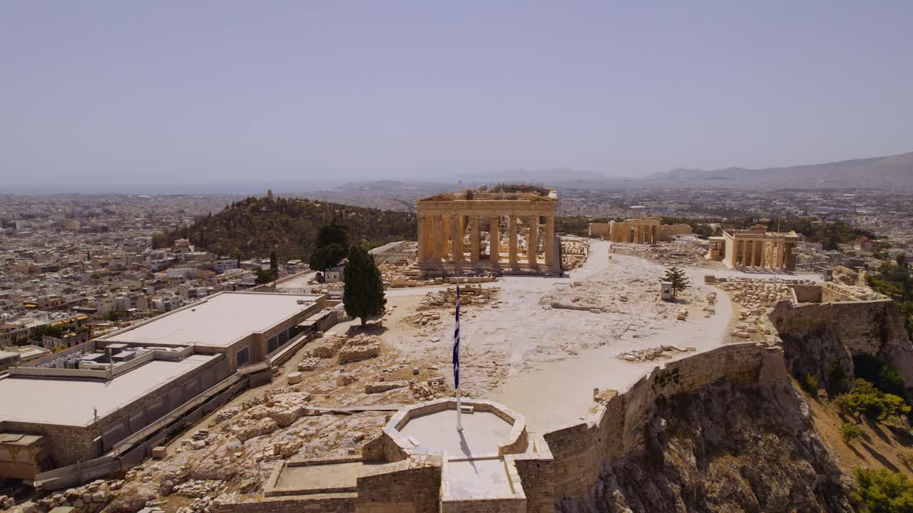 Aerial View of the Historic Acropolis and Parthenon in Athens, Greece
