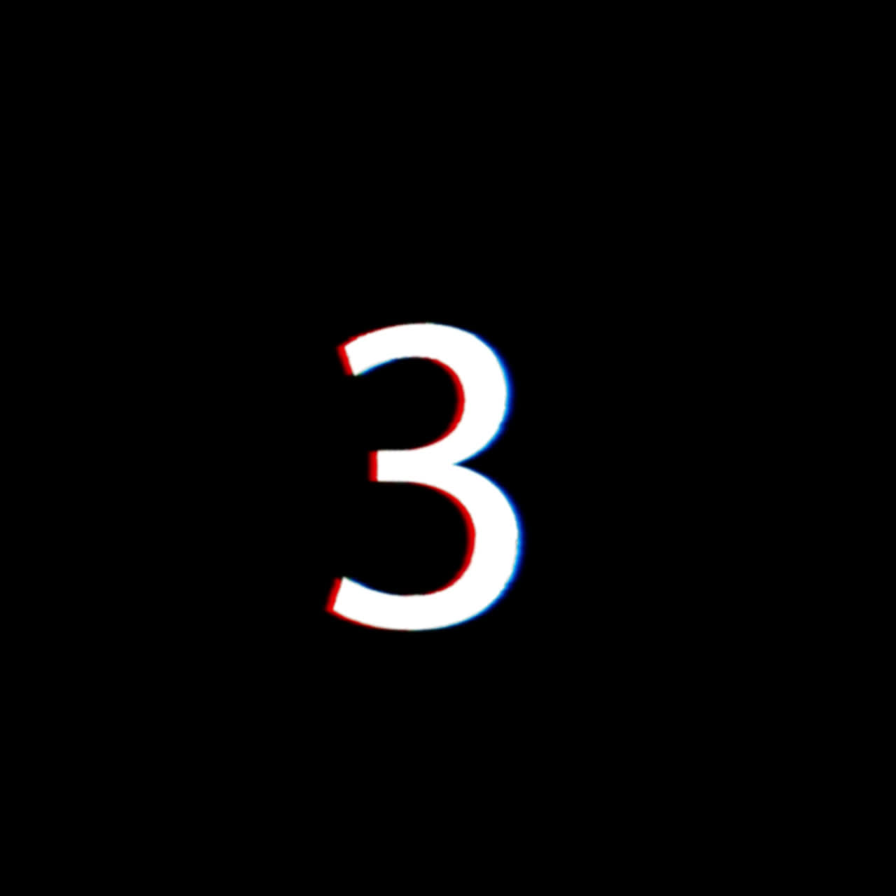 Glitching Digital Number 3 on Black Background