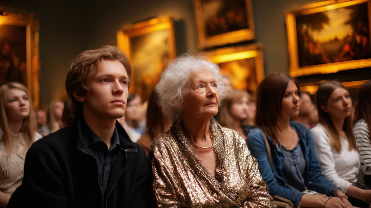 People Attending an Art Gallery Viewing
