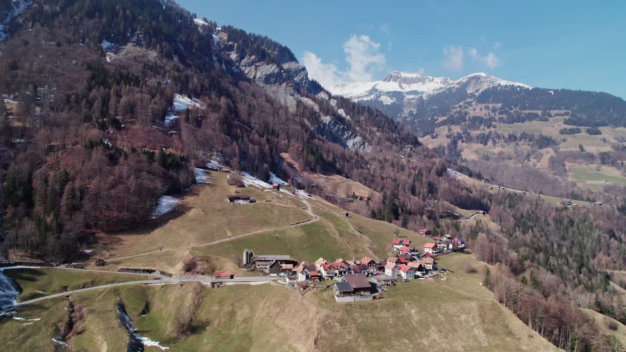 Serenity at Mapraggsee alp Pfafer St. Gallen Switzerland aerial