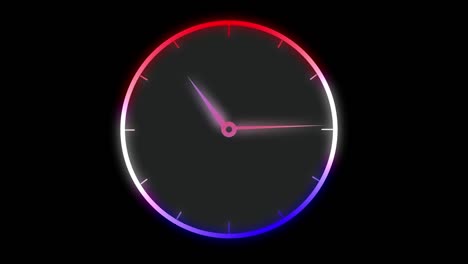 reloj de círculo de brillo de neón animado en un fondo colorido azul blanco oscuro video de animación