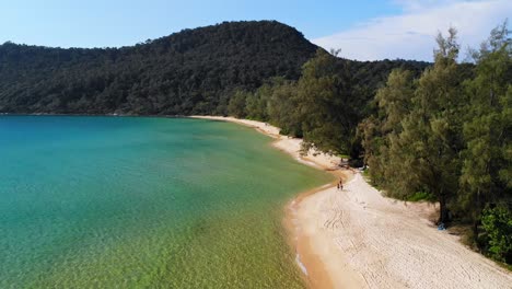 Koh-Rong-island-beach-in-Cambodia,-popular-touristic-destination-in-Asia