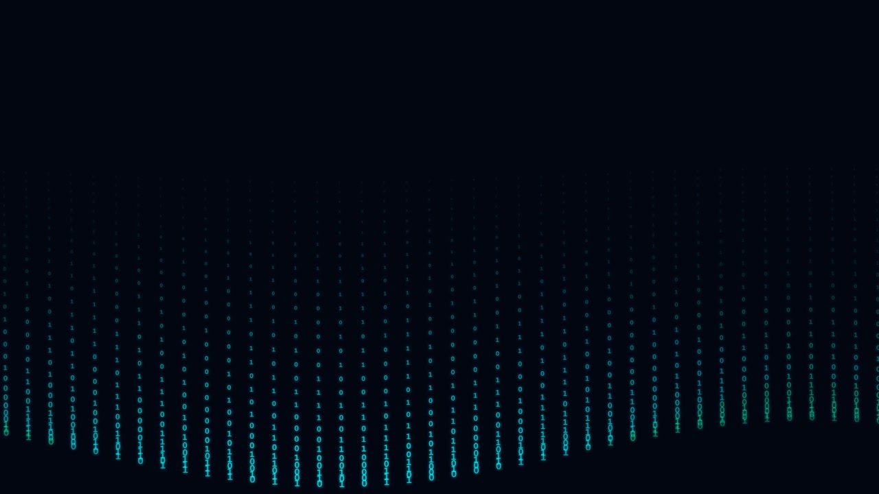 Abstract Digital Binary Code Wave Animation on Dark Background