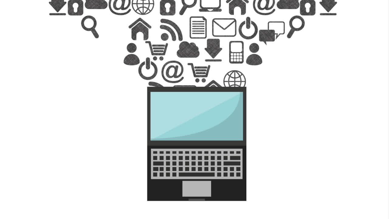 portátil con iconos de internet