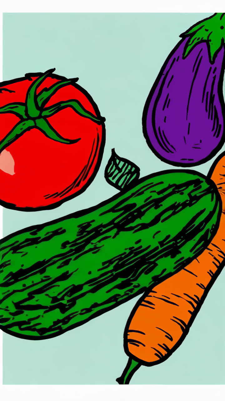 Illustrations of Various Stylized Vegetables