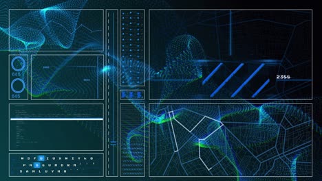 animación de gráficos, lenguaje informático, círculos de carga, patrón de navegación sobre ondas dinámicas