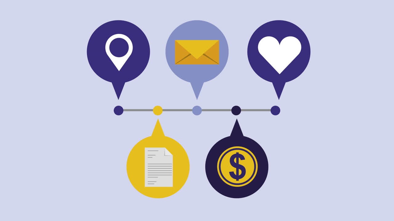 marketing de redes sociales conjunto de iconos animación