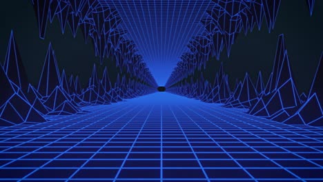 animación de un túnel de cuadrícula azul brillante que se mueve en un bucle sin costuras