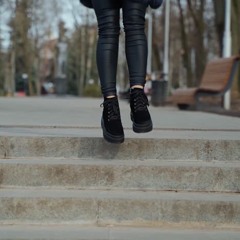 beautiful woman walking in park
