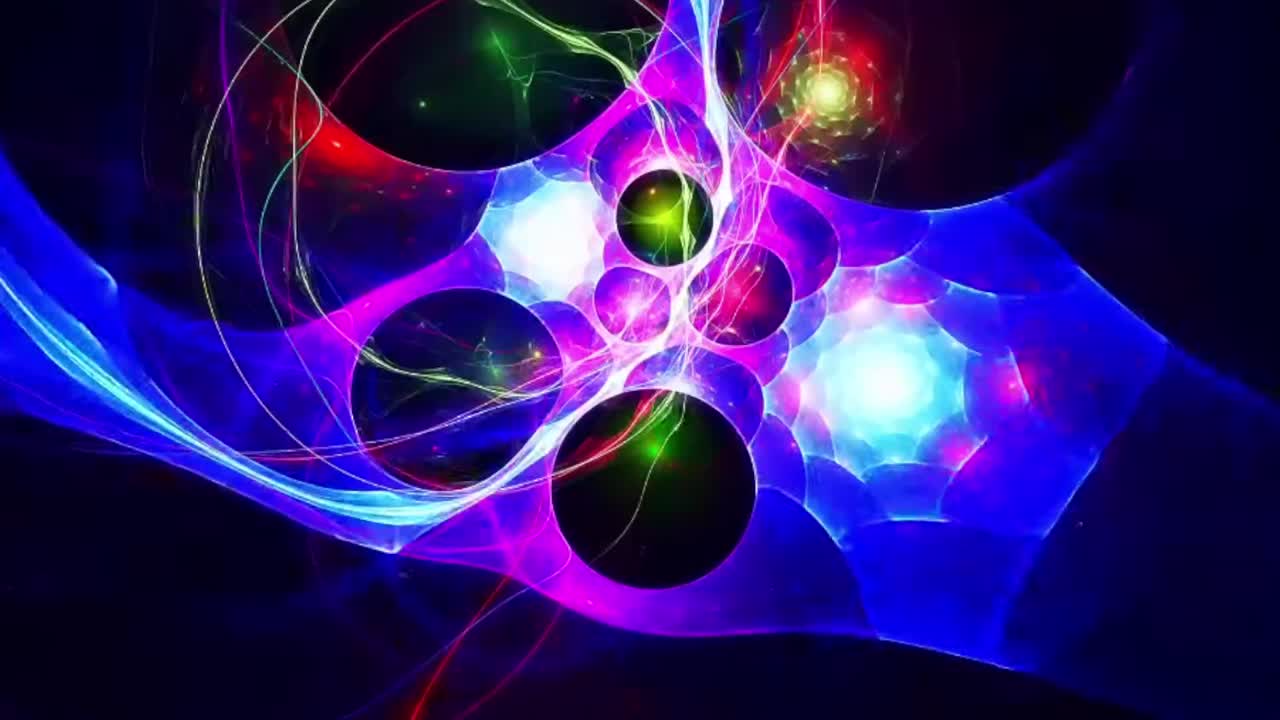 cadenas de ondas verdes y azules que se extienden con pocas bolas verdes en el medio