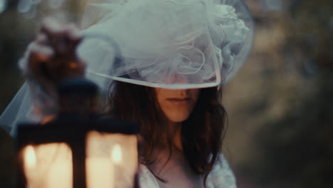 mysterious woman with lantern
