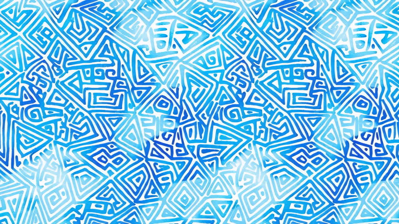 Abstract Blue Geometric Watercolor Pattern