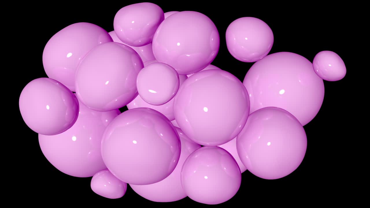 3D abstract pink bouncy bubble background with rotation and random movements