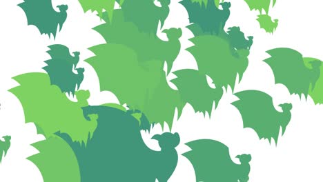 halloween bat - halloween concept - bats flapping their wings upwards -  loopable - hundreds of bat rush upwards - halloween - halloween flying bats endless loop - bat loopable - white background - green color - а flock of bats