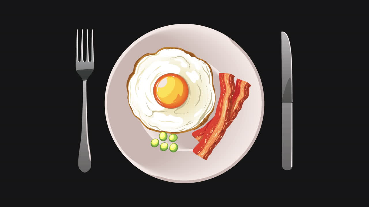 Delicious breakfast with egg fried animation | Premium Stock Video Footage