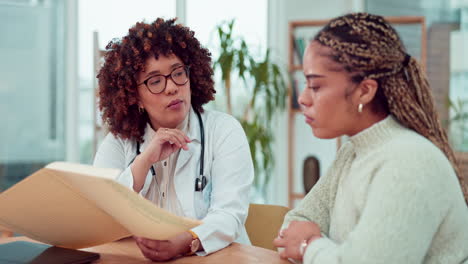 woman doctor consulting patient with serious news