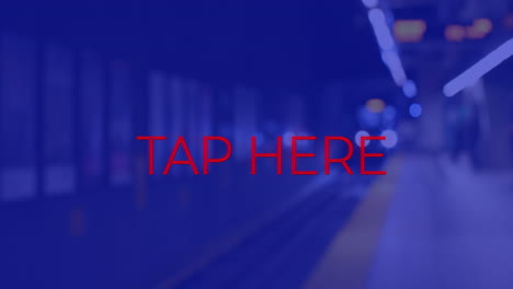 animación de toque aquí texto sobre el subsuelo sobre fondo azul