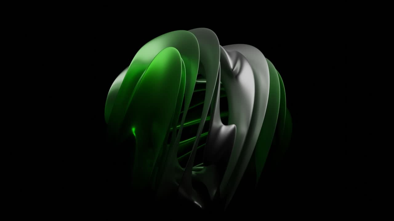 녹색과 은색 금속 텍스처를 가진 추상적인 3d 구