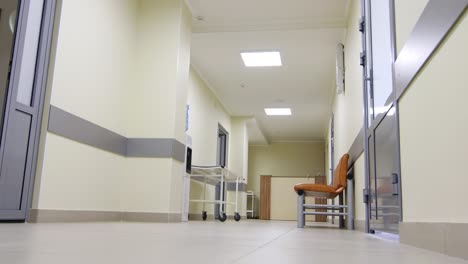 low angle view of hallway in modern clinic
