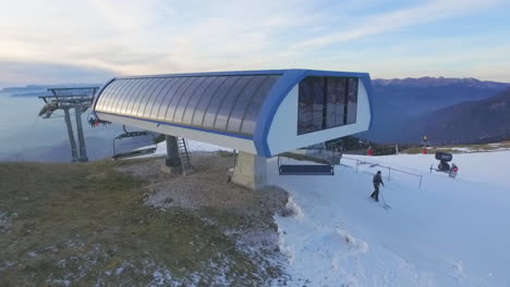 panoramic aerial ski lift and ski area view