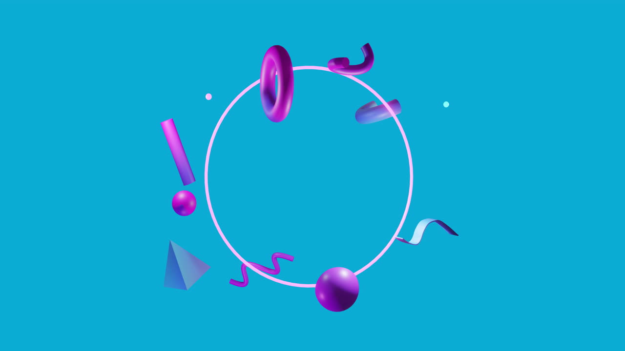 Animation of shapes moving over white circle