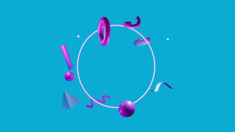 animation of shapes moving over white circle