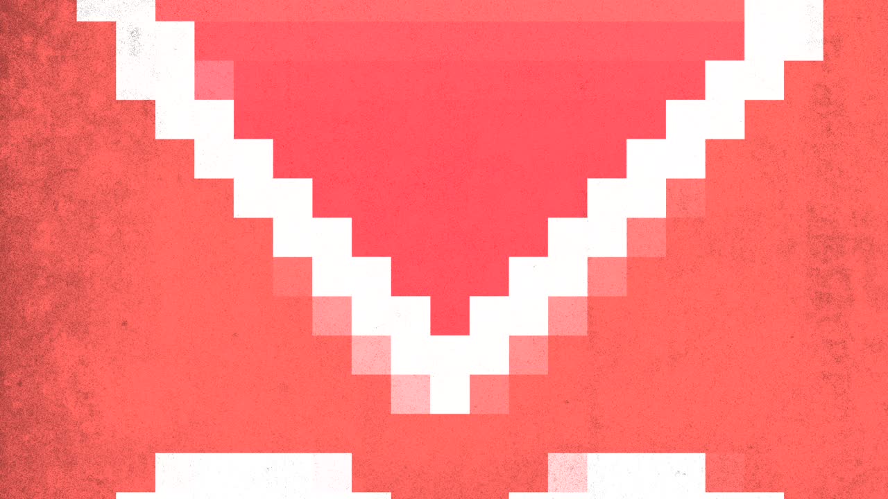 Pixlated heart a pixel art representation of a heart made of red and white squares